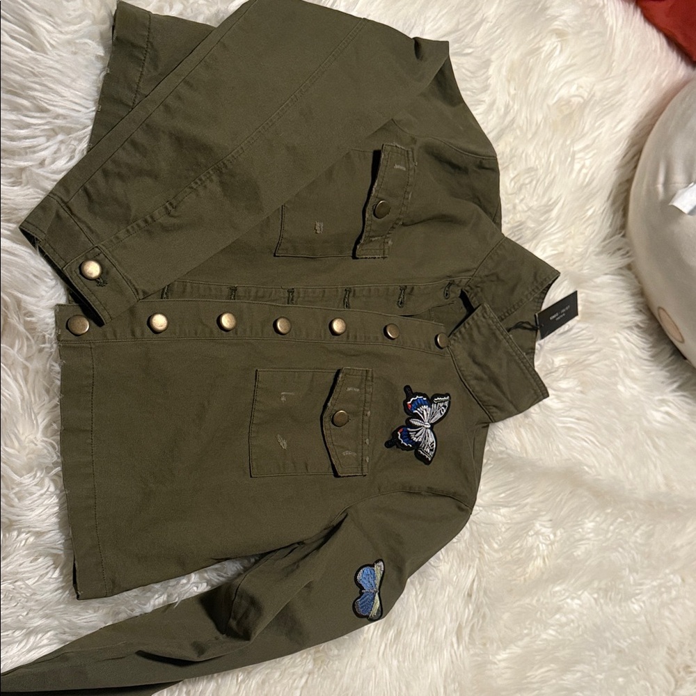 Romeo & Juliet Couture Olive Jacket with Butterfly Embroidery